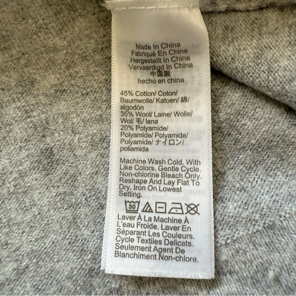 J.Crew Teddie Sweater‎ Gray Wool Blend Medium M Classic Academia Office Neutral